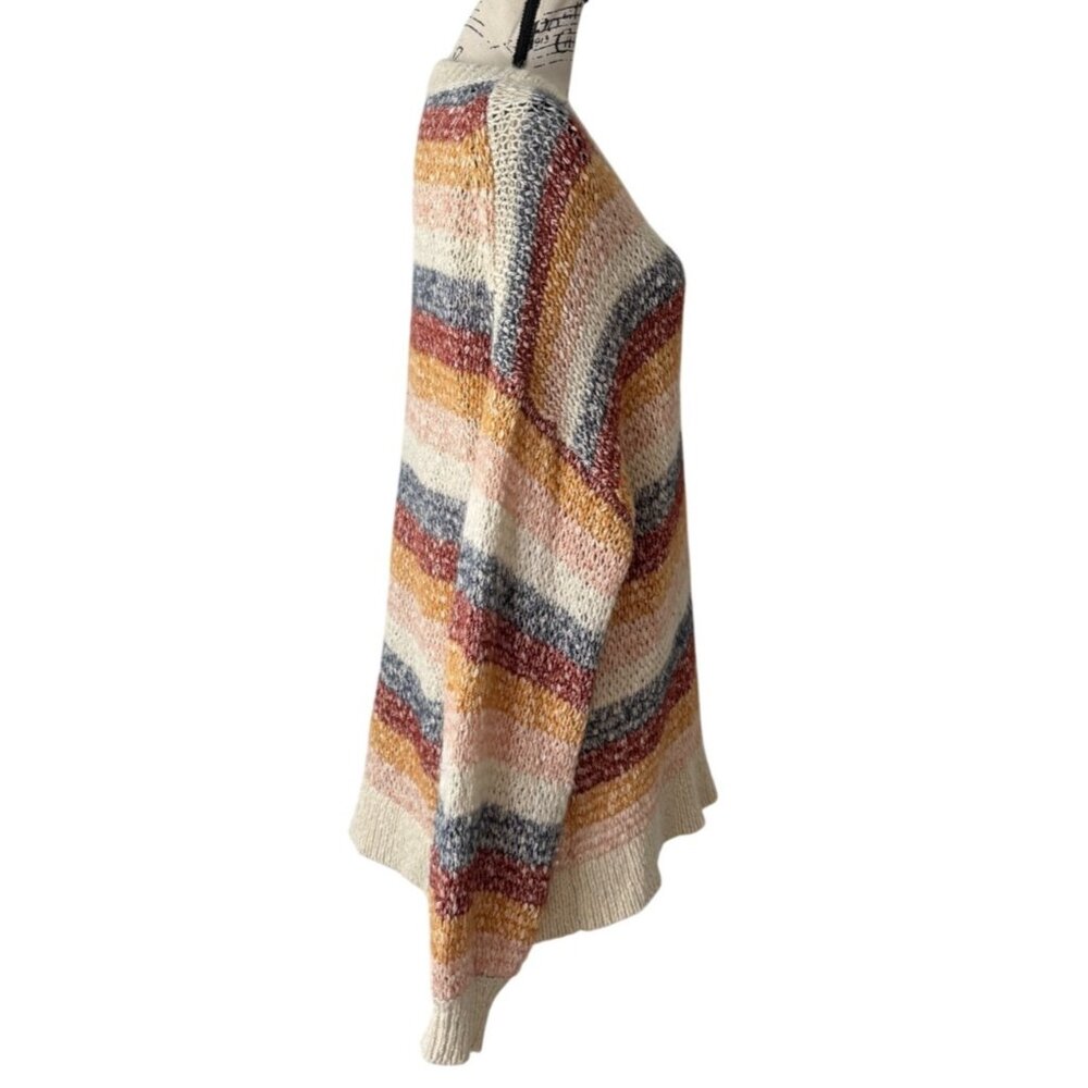Madewell Womens Size M Baez Pullover Sweater Striped Oversized Earthy Tones - Picture 3 of 8